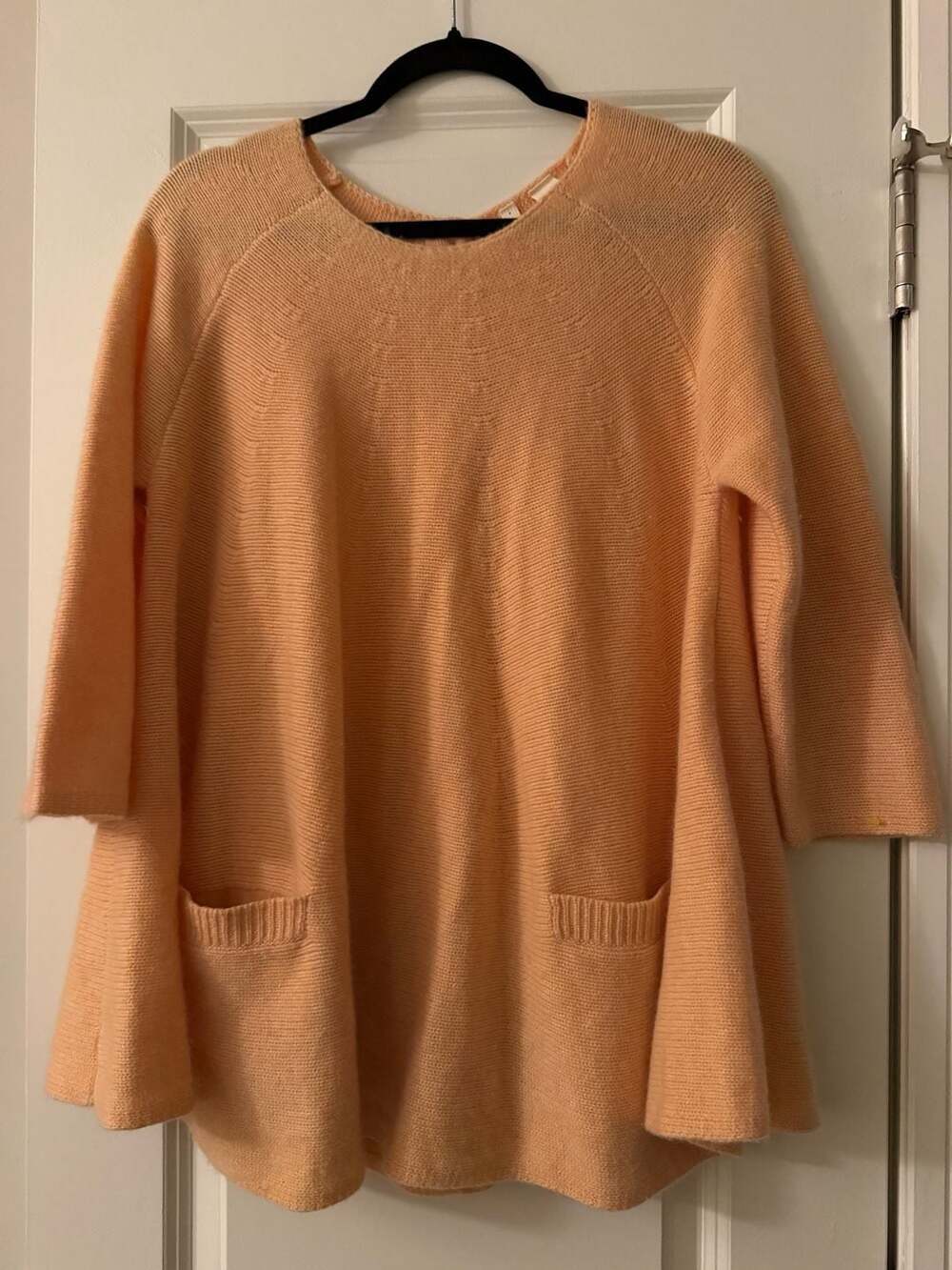 Moth Anthropologie 100% Cashmere Peach Swing Tunic Sweater with Pockets Size M